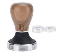 Pestello per caffè piatto in acciaio inossidabile da 58 mm, martello pressatore per polvere con manico in legno regolabile in altezza per l'espresso, strumento ergonomico per baris (Legno scuro)