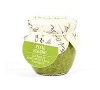 Pesto alla Genovese Vegano con Basilico Genovese DOP 80 g, Pesto Ligure 100% Vegetale con Olio Extravergine, Pinoli, Noci, Anacardi e Aglio di Vessalico, Ideale per Pasta, Trofie, e Bruschette