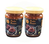 Pesto Rosso Collezione 130g - Autentico Pesto Ligure con Pomodori Secchi e Basilico Genovese DOP - Sapore Ricco e Intenso dall'Italia (2 vasetti)