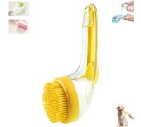 Pet Bath Brush, 2025 New 2 in 1 Dog Shampoo Brush Scrubber, with Built-in Shampoo Dispenser, Dog scrubber for bath, Soft Cleaning Brushs for Cats, Dogs, Rabbits (YELLOW-A)
