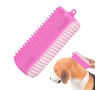 Pet Bath Brush, Silicone Massage Brush, 5.12x1.77x1.77 Inches Multifunctional Compact, Deep Cleaning Gentle Grooming Tool for Small Medium Breeds Puppy Cat Indoor Use, Roses Red