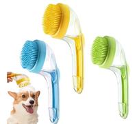 Pet Bath Brush with Shampoo Dispenser, 2025 New 2 in 1 Dog Bath Brush with Built-in Shampoo Dispenser, Bubble Maker, for Long Short Haired Dogs Cats Shower (Yellow+ Blue+Green)