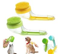 Pet Bath Brush With Soap Dispenser,Dog Bath Brushs with soap dispensers,2 in 1 Dog Baths Brush with Built-In Dispensers, Deep Cleaning Scrubber,For Long Short Haired (Yellow+Green)