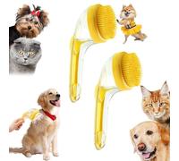 Pet Bath Brush with Soap Dispenser, French Bulldog Bathing Brush, Easy Grip & Quick Lathering Tool for Bath (Yellow, 2pcs)