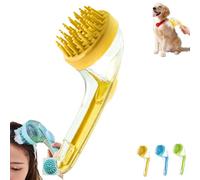 Pet Bath Brush with Soap Dispenser, Pet Baths Brush, 2026 New 2 in 1 Dog Bath Brushs with Built-in Shampoo Dispenser, Pets Wash Brushs for Bathing Dogs Grooming Massage Brushs (Yellow)
