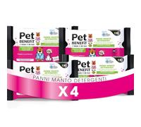 Pet Benefit Maxi Salviette per il Manto di Cane e Gatto - Pacco Scorta Super Conveniente - Districante e Lucidante - Con Semi di Lino - NO ALCOL - 4 confezioni da 40 Salviette