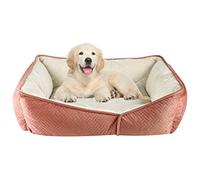 Pet Brands Divano letto piccolo per cucciolo/cane, letto per cani di lusso corallo con interno in peluche, 50 x 40 x 18 cm