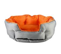Pet Brands Letto per animali da viaggio, resistente alle intemperie, reversibile, ovale, smerlato, per interni ed esterni, per campeggio, colore: argento/arancione, 60 x 50 x 22 cm