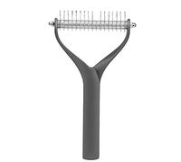 Pet Brush for Dog - Dog Grooming Tool - 2 Sided Undercoat Rake - Stainless Steel Screws - Contains a Sharp Blade, For Puppy Cat (Large)