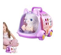 Pet Care per bambini - per bambini interattivi, peluche simulazione animali | Robot Dogs spostando le code, gatti e conigli con bottiglia di alimentazione e pettine per simulare