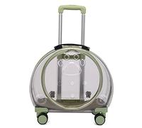 Pet Cat Puggy Backpack Carrier for Small Dogs, Dog Pram Breathable Pet Travel Backpack Carrier with Wheels, Multifunctional Cat Dog Transport Box Pet Stroller with Large Space(Green a)