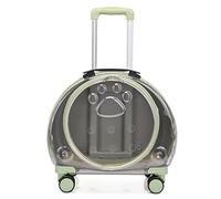 Pet Cat Puggy Backpack Carrier for Small Dogs, Dog Pram Breathable Pet Travel Backpack Carrier with Wheels, Multifunctional Cat Dog Transport Box Pet Stroller with Large Space(Green B)