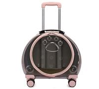 Pet Cat Puggy Backpack Carrier for Small Dogs, Dog Pram Breathable Pet Travel Backpack Carrier with Wheels, Multifunctional Cat Dog Transport Box Pet Stroller with Large Space(Pink B)