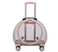 Pet Cat Puggy Backpack Carrier for Small Dogs, Dog Pram Breathable Pet Travel Backpack Carrier with Wheels, Multifunctional Cat Dog Transport Box Pet Stroller with Large Space(Pink a)