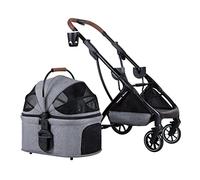 Pet Cat Stroller Foldable Multiple Dog Prams Pushchairs for Small Dogs with Cup Holder, Cat Stroller Dog Pram Buggy Detachable Pet Strollers for Small and Medium Dogs(Dark Grey)
