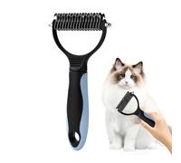Pet Dematting Comb, 2-Sided Shedding Brush for Cats, ABS, Rubber, Stainless Steel Pet Grooming Tool, Detangling Rakes for Small, Medium & Large Pets, Dog & Cat Comb, 17.8x8.8cm