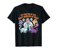 Pet Doctor By Day Ghost Whisperer By Night Halloween Veterinario Maglietta