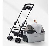 Pet Dog Pram Dog Stroller for Medium Dogs Easy One-hand Fold Zipperless Entry, Premium Pet Strollers Pushchair Cat Dog Pram Stroller Buggy with Detachable Carrier Trolley(Black)