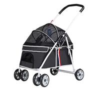 Pet Dog Strollers for Small Dogs, Cat Stroller Zipperless Entry Pet Stroller Pushchair for Small Medium Dogs Within 20kg, Dog Prams Pushchairs with Adjustable Awning(Nero)