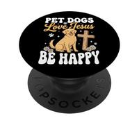 Pet Dogs Love Jesus Be Happy PopSockets PopGrip Adesivo