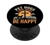 Pet Dogs Love Jesus Be Happy PopSockets PopGrip Adesivo