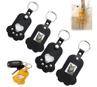Pet Fur Keychain with Photo, Pet Memorial Keychain for Loss of Dogs and Cat, PU Leather Dog Hair Collector Keychains for Dog Lover Gift