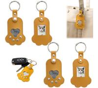 Pet Fur Keychain with Photo, Pet Memorial Keychain for Loss of Dogs and Cat, PU Leather Dog Hair Collector Keychains for Dog Lover Gift