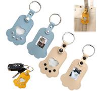Pet Fur Keychain with Photo, Pet Memorial Keychain for Loss of Dogs and Cat, PU Leather Dog Hair Collector Keychains for Dog Lover Gift