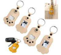 Pet Fur Keychain with Photo, Pet Memorial Keychain for Loss of Dogs and Cat, PU Leather Dog Hair Collector Keychains for Dog Lover Gift