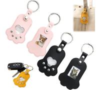 Pet Fur Keychain with Photo, Pet Memorial Keychain for Loss of Dogs and Cat, PU Leather Dog Hair Collector Keychains for Dog Lover Gift
