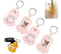 Pet Fur Keychain with Photo, Pet Memorial Keychain for Loss of Dogs and Cat, PU Leather Dog Hair Collector Keychains for Dog Lover Gift