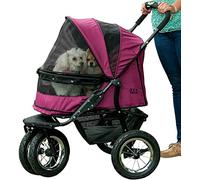 Pet Gear NO-Zip Double Pet Stroller, Zipperless Entry, for Single or Multiple Dogs/Cats, Plush Pad + Weather Cover Included, Large Gel-Filled Tires, 1 Model 3 Colors New Boysenberry