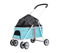 Pet Gear No-Zip Jogging Stroller for Cats/Dogs, Zipperless Entry, Dog Stroller for Small Medium Pet Within 20kg, Dog Prams Pushchairs with Adjustable Awning(Blue)