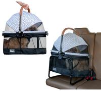Pet Gear No-Zip View 360 Pet Carrier & Car Seat con Booster Seat Frame per cani e gatti di piccola taglia, ventilazione a rete, ingresso a pulsante, senza attrezzi, grigio nuvola
