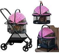 Pet Gear Sistema da viaggio 3 in 1, il passeggino View 360 si trasforma in portapacchi e seggiolino con tecnologia Easy Click N Go, per cani e gatti di piccola taglia 4 colori, nuovo motivo