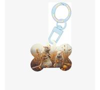 Pet Go Medagliette identificative eleganti con coppia di topi personalizzate, medagliette per cani e gatti, in acrilico a forma di osso, blu cielo