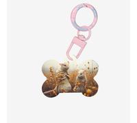 Pet Go Medagliette identificative eleganti con coppia di topi personalizzate per cani e medagliette per gatti, in acrilico a forma di osso, rosa