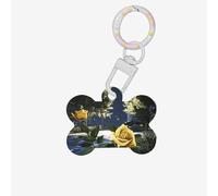 Pet Go Medagliette identificative Jupiter Midnight Rose Garden personalizzate per cani e medagliette per gatti, a forma di osso, in acrilico, bianco, medie