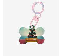 Pet Go Medagliette identificative personalizzate con albero di Natale e medagliette per gatti, in acrilico a forma di osso, rosa chiaro, piccole