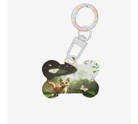 Pet Go - Medagliette identificative personalizzate con gatti nella giungla esotica e piastrine per gatti, in acrilico a forma di osso, misura media, colore: bianco