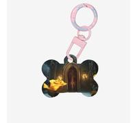 Pet Go Medagliette identificative personalizzate con la rosa nel mondo delle fiabe medagliette per cani e gatti, a forma di osso, in acrilico, rosa chiaro, medie