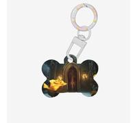 Pet Go Medagliette identificative personalizzate con la rosa nel mondo delle fiabe medagliette per cani e gatti, a forma di osso, in acrilico, bianco, piccole