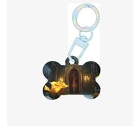 Pet Go Medagliette identificative personalizzate con la rosa nel mondo delle fiabe medagliette per cani e gatti, a forma di osso, in acrilico, blu cielo, piccole