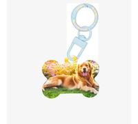 Pet Go Medagliette identificative personalizzate Golden Retriever per cani e gatti, in acrilico a forma di osso, blu cielo, medie