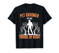Pet Groomer by Day Zombie by Night Divertente Halloween Creepy Maglietta