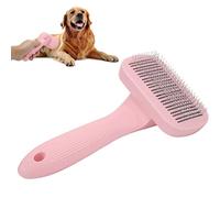 Pet Grooming Brush Dog Self Cleaning Slicker Cat Comb Hair Shedding Open Knot Removal One Click Deshedding Dematting Tool for Long Short Haired Remove Loose Fur and Undercoat (Pink)