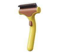 Pet Grooming Brush for Shedding and Detangling - Wide Blade Comb with Rounded Stainless Teeth and Easy Clean Button, Comfortable Anti-Slip Handle for Dogs and Cats(Yellow)