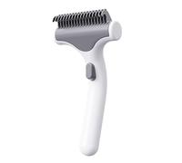 Pet Grooming Brush for Shedding and Detangling - Wide Blade Comb with Rounded Stainless Teeth and Easy Clean Button, Comfortable Anti-Slip Handle for Dogs and Cats(White)