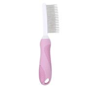 Pet Grooming Flea Comb, Double-Use Fine Tooth Hairbrush, Gentle Deshedding Tool With Anti-Slip Handle, Compact Lightweight Design, Made With Durable Pp, Rubber, And Metal, 7.91x1.81x0.98in