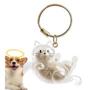 Pet Hair Memorial Keepsake - Transparent Cat Storage | Clear Keychain